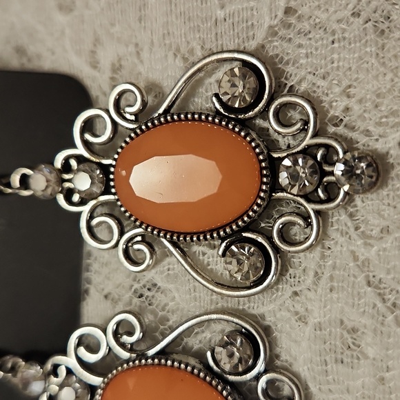 Paparazzi Silver & Peach Color Earrings - Picture 2 of 2